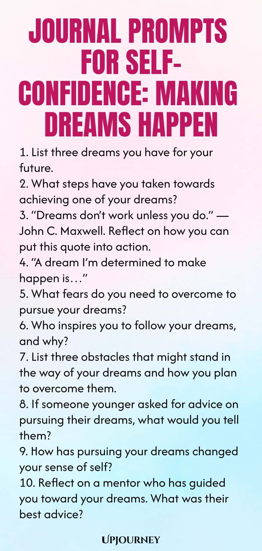 Journal Prompts for Self-Confidence: Making Dreams Happen