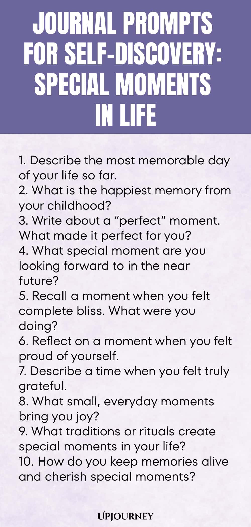 Journal Prompts for Self-Discovery: Special Moments in Life