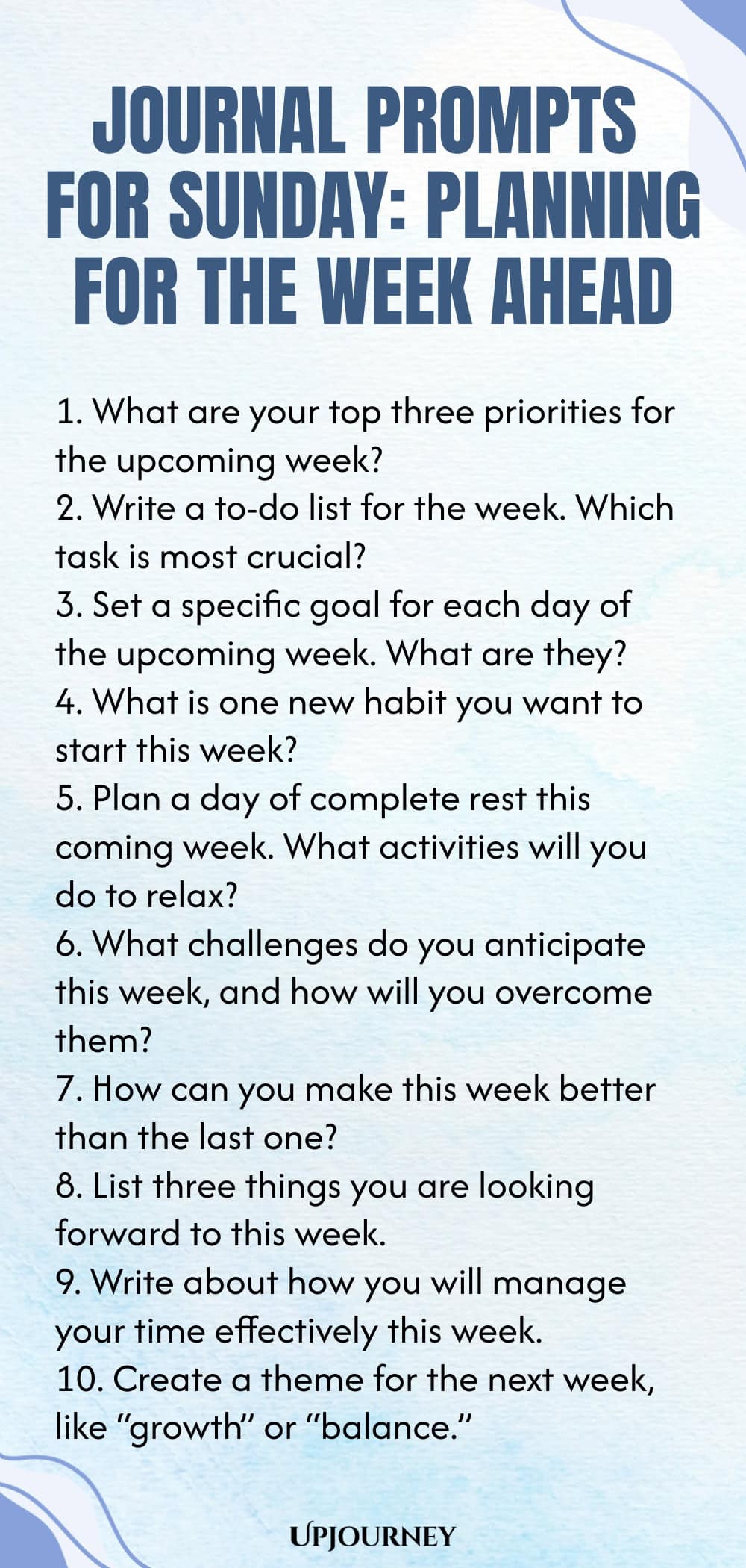Journal Prompts for Sunday: Planning for the Week Ahead