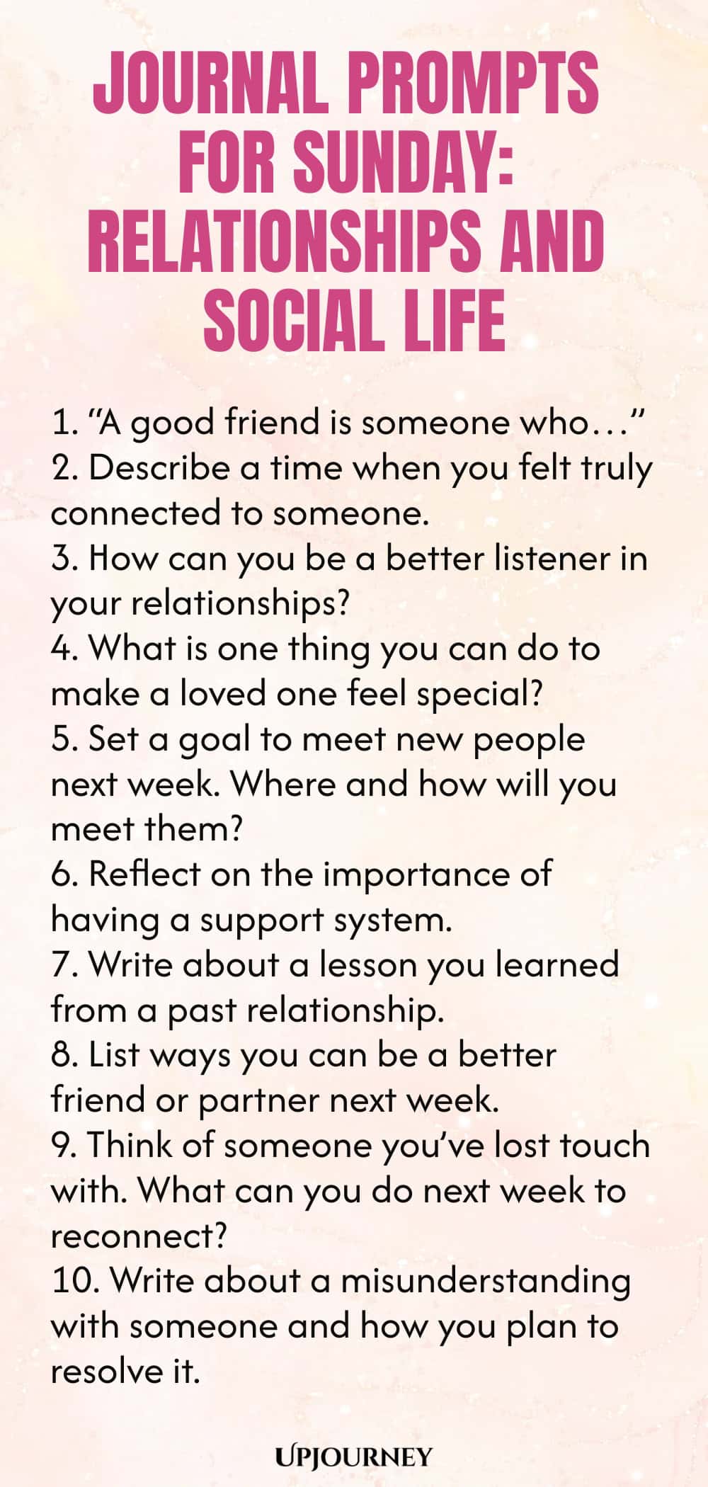 Journal Prompts for Sunday: Relationships and Social Life
