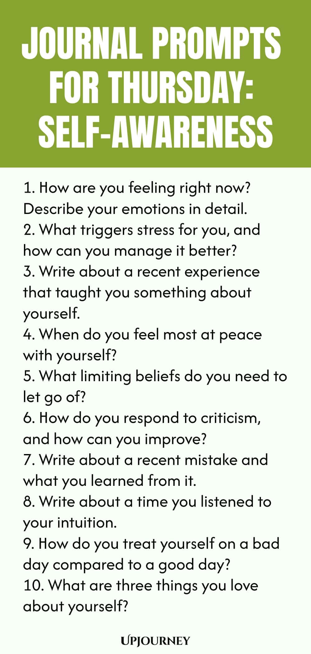 Journal Prompts for Thursday: Self-awareness