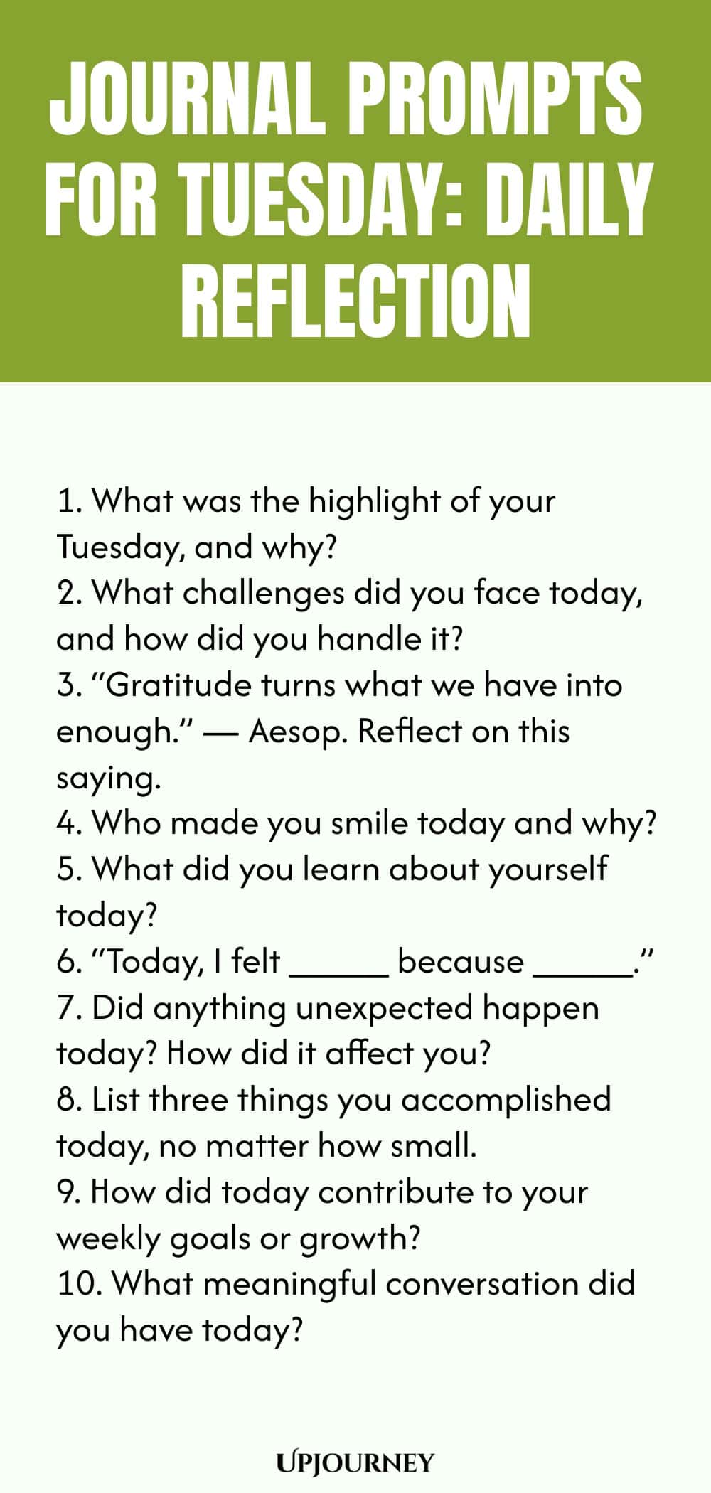 Journal Prompts for Tuesday: Daily Reflection