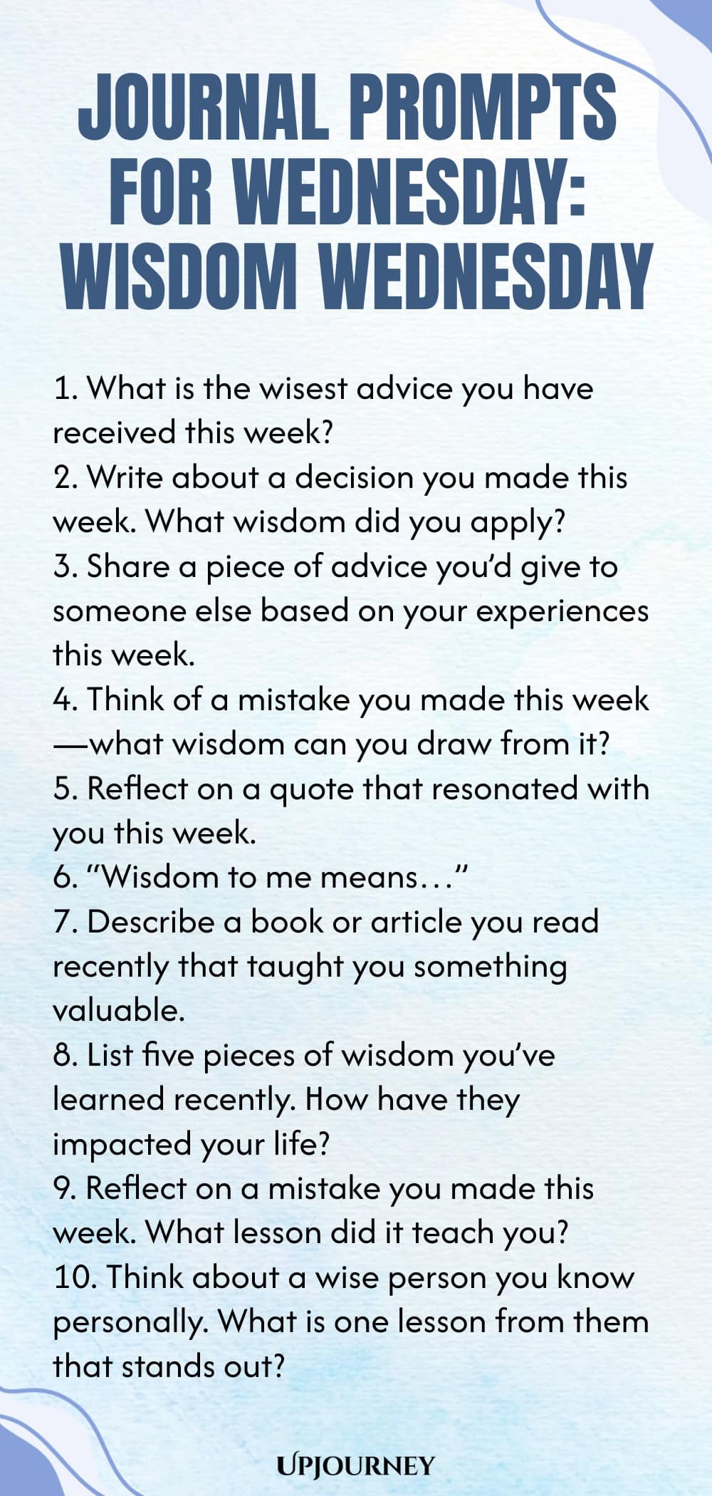 Journal Prompts for Wednesday: Wisdom Wednesday