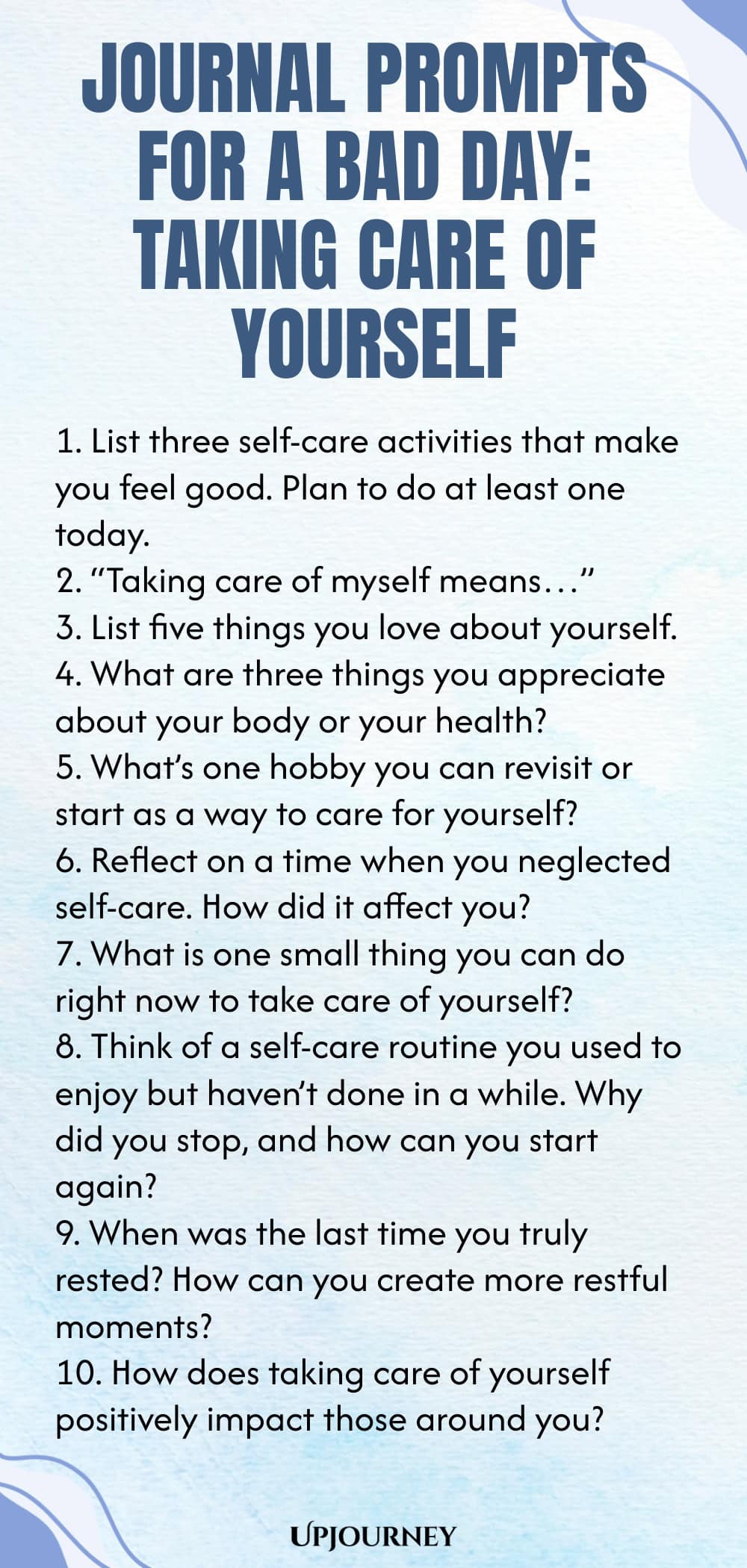 Journal Prompts for a Bad Day: Taking Care of Yourself
