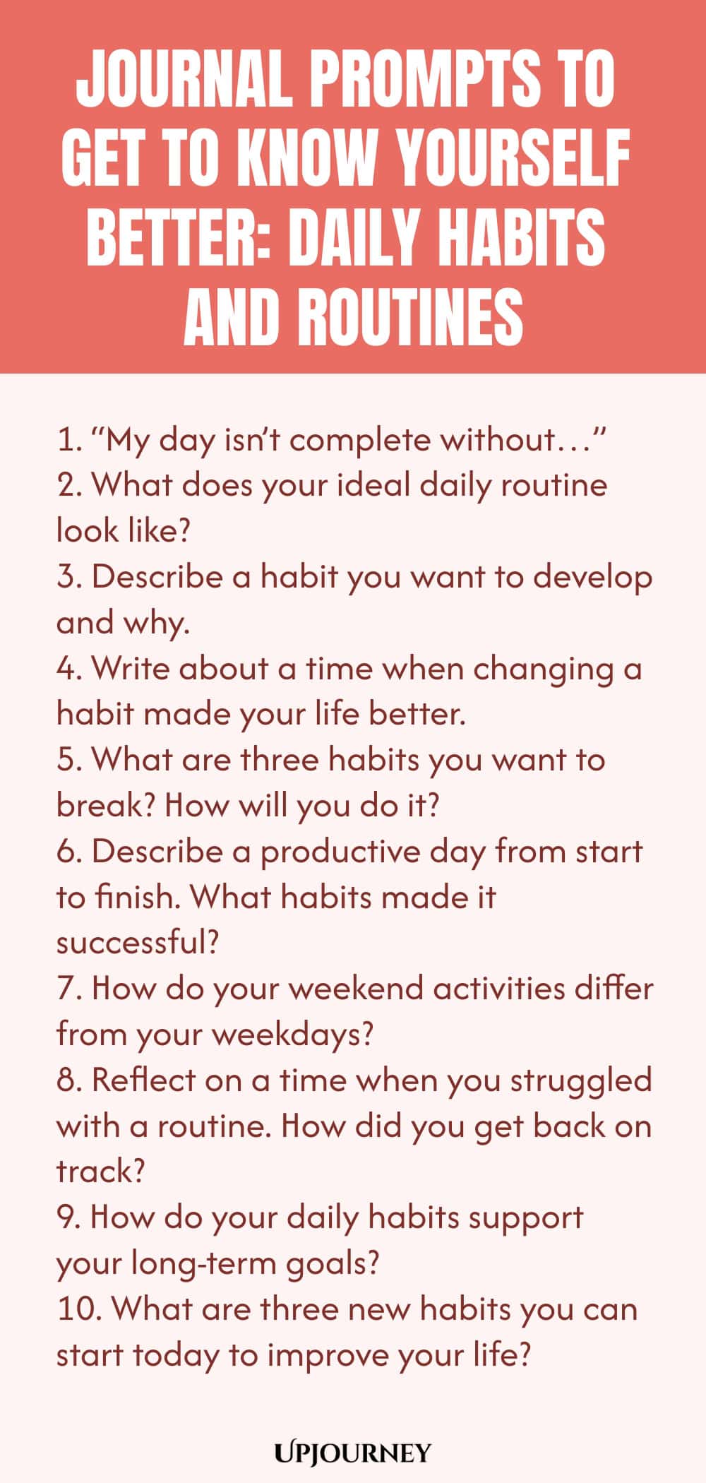 Journal Prompts to Get to Know Yourself Better: Daily Habits and Routines