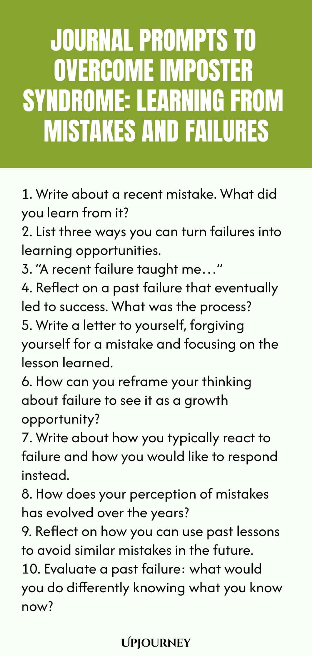 Journal Prompts to Overcome Imposter Syndrome: Learning from Mistakes and Failures