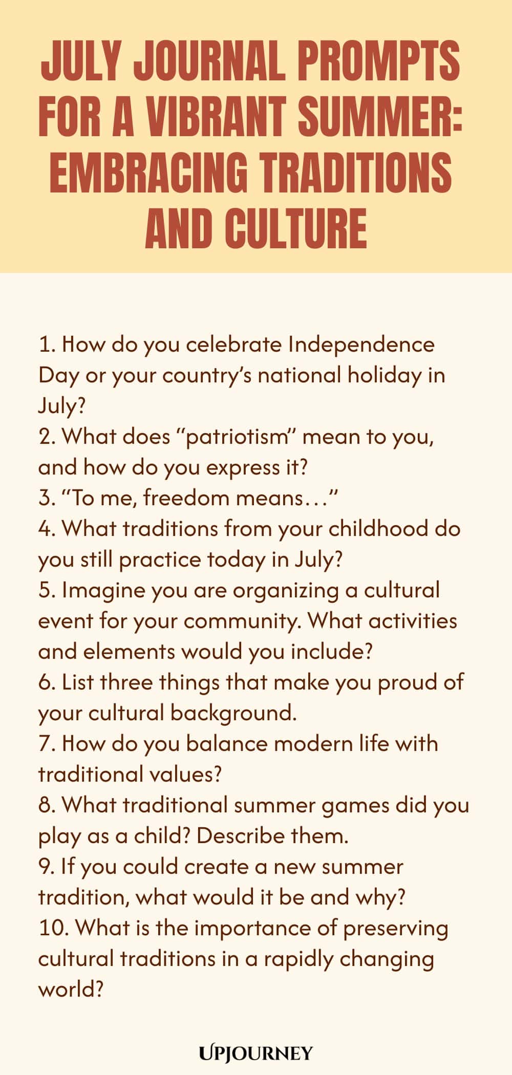 July Journal Prompts for a Vibrant Summer: Embracing Traditions and Culture