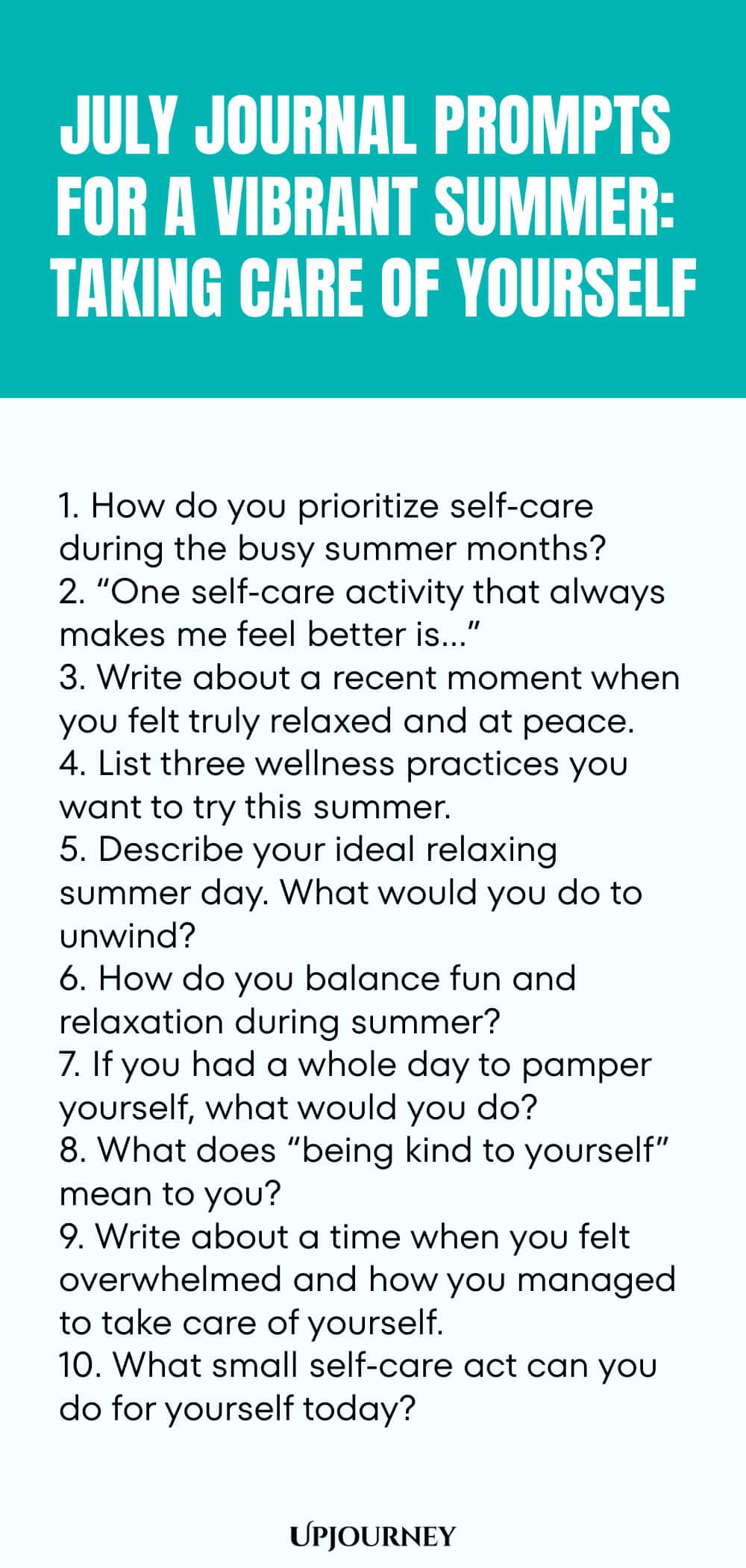 July Journal Prompts for a Vibrant Summer: Taking Care of Yourself