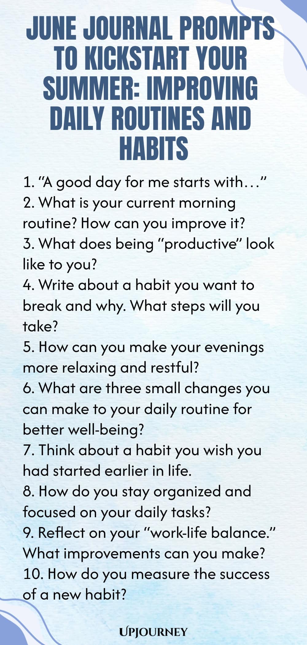 June Journal Prompts to Kickstart Your Summer: Improving Daily Routines and Habits
