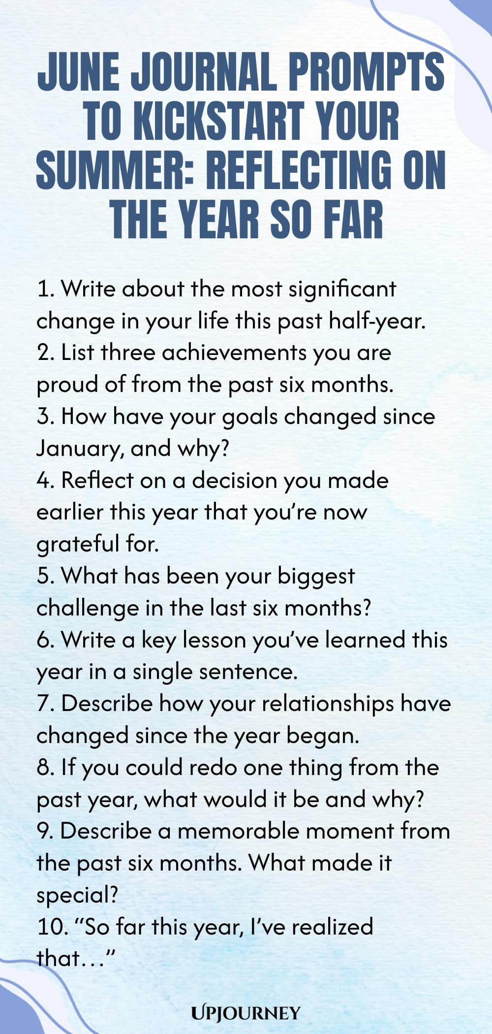 June Journal Prompts to Kickstart Your Summer: Reflecting on the Year So Far