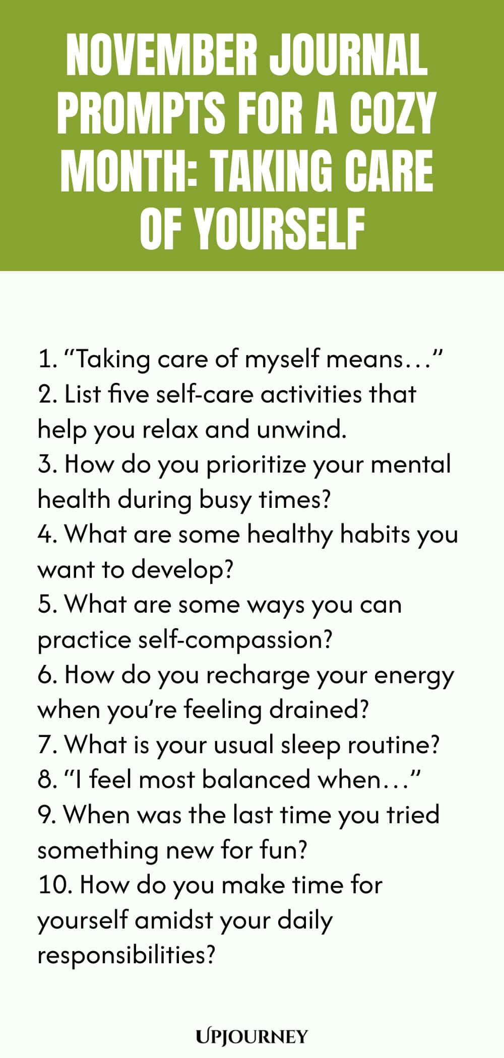 November Journal Prompts for a Cozy Month: Taking Care of Yourself