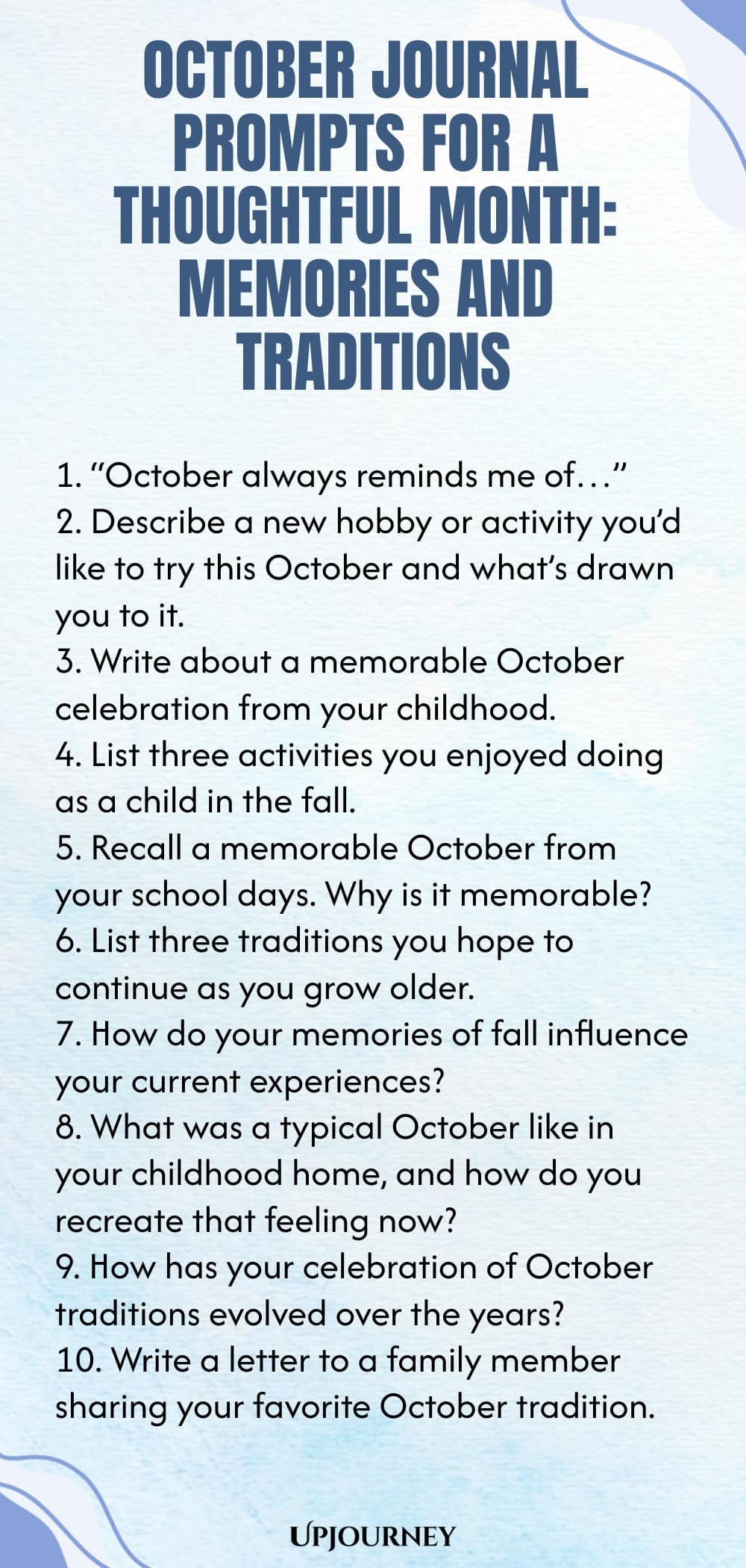 October Journal Prompts for a Thoughtful Month: Memories and Traditions
