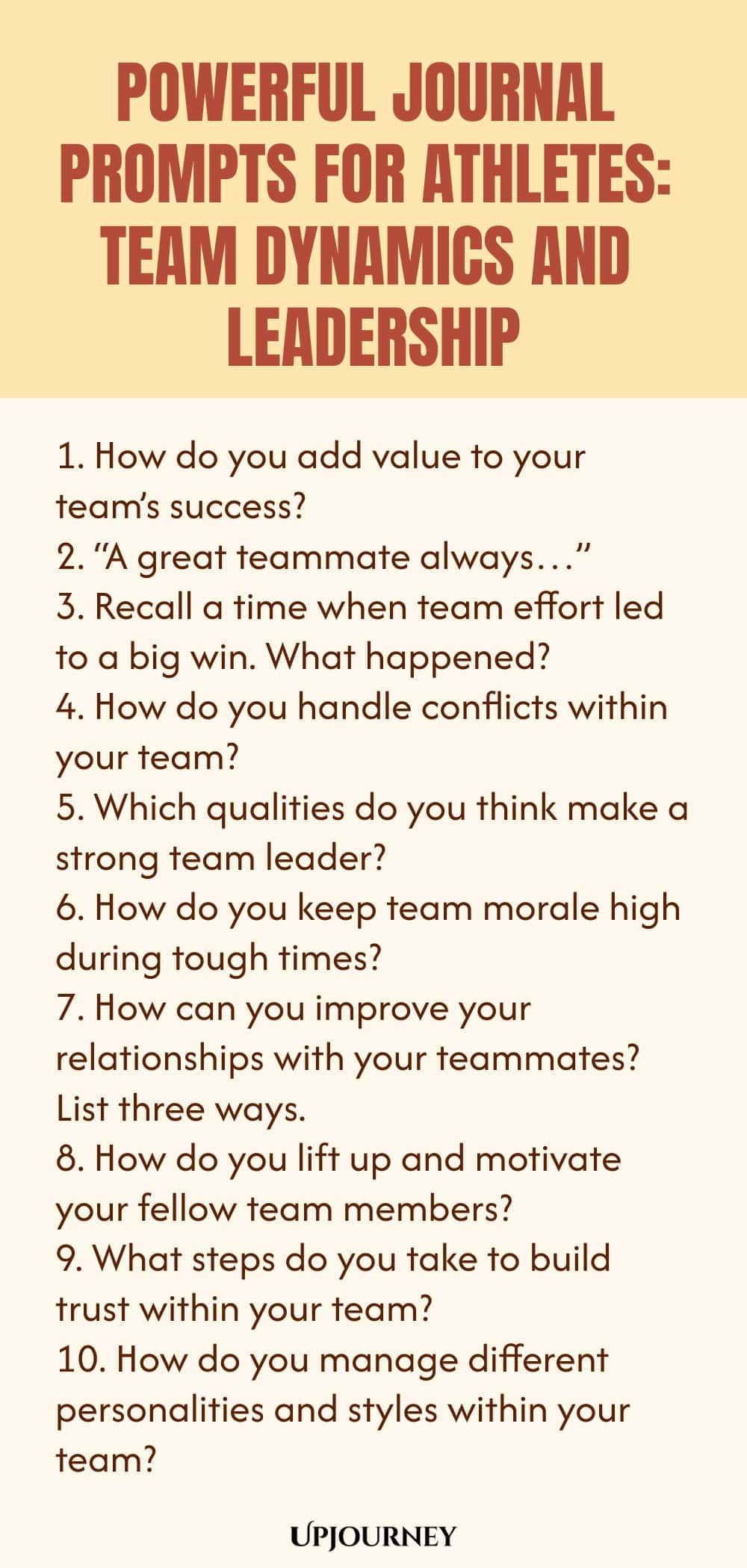 Powerful Journal Prompts for Athletes: Team Dynamics and Leadership