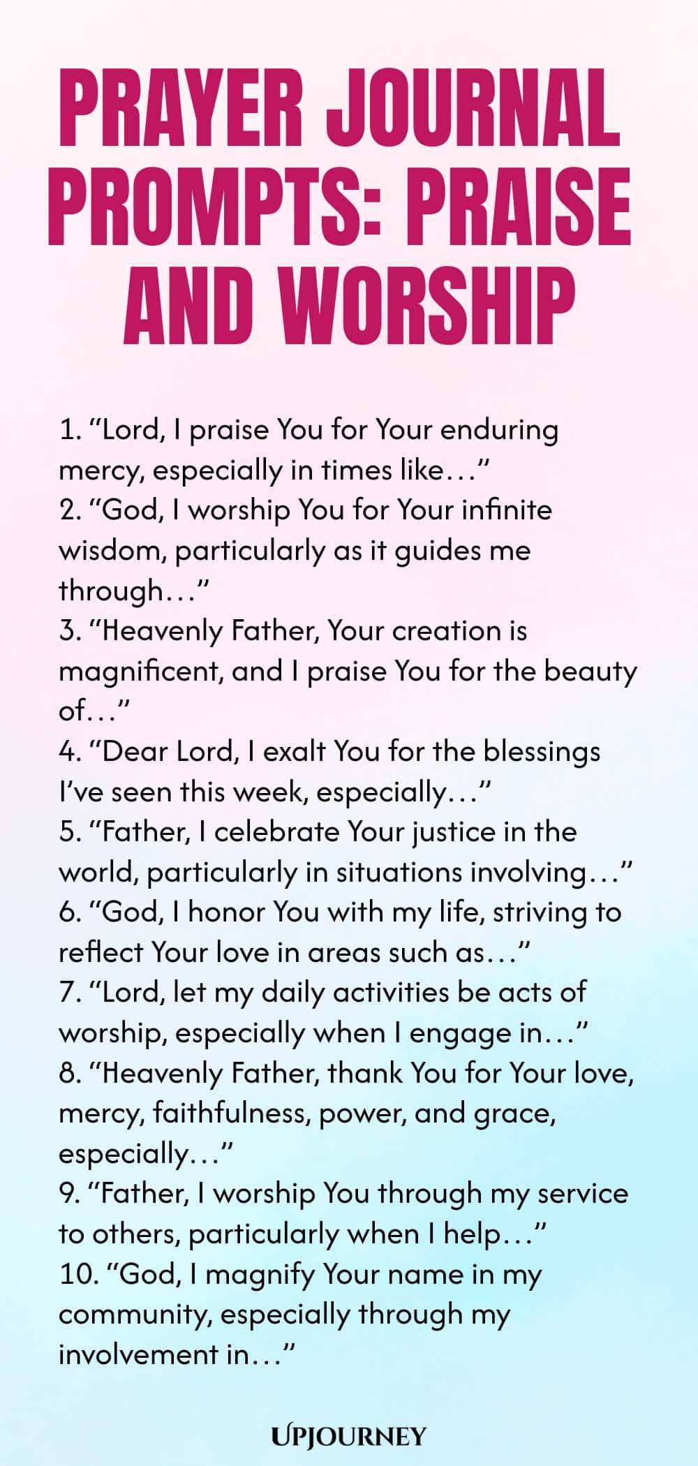 Prayer Journal Prompts: Praise and Worship
