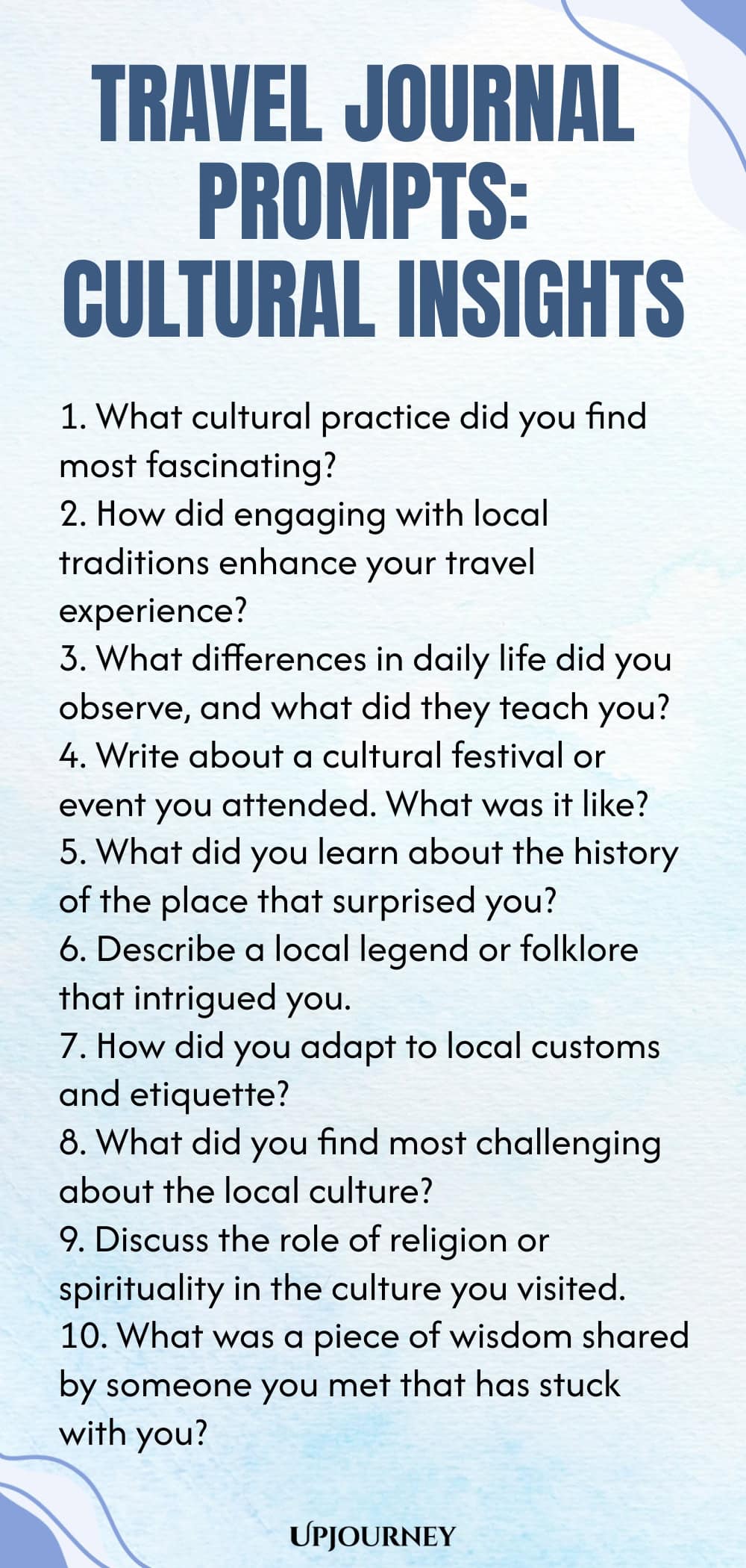 Travel Journal Prompts: Cultural Insights