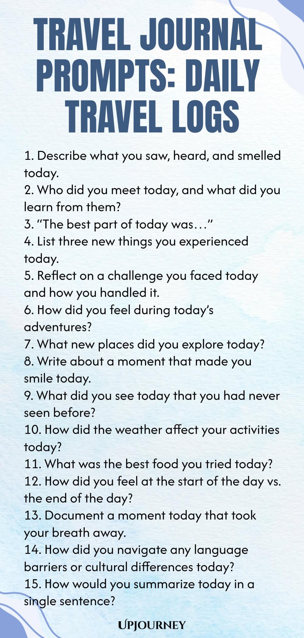 Travel Journal Prompts: Daily Travel Logs