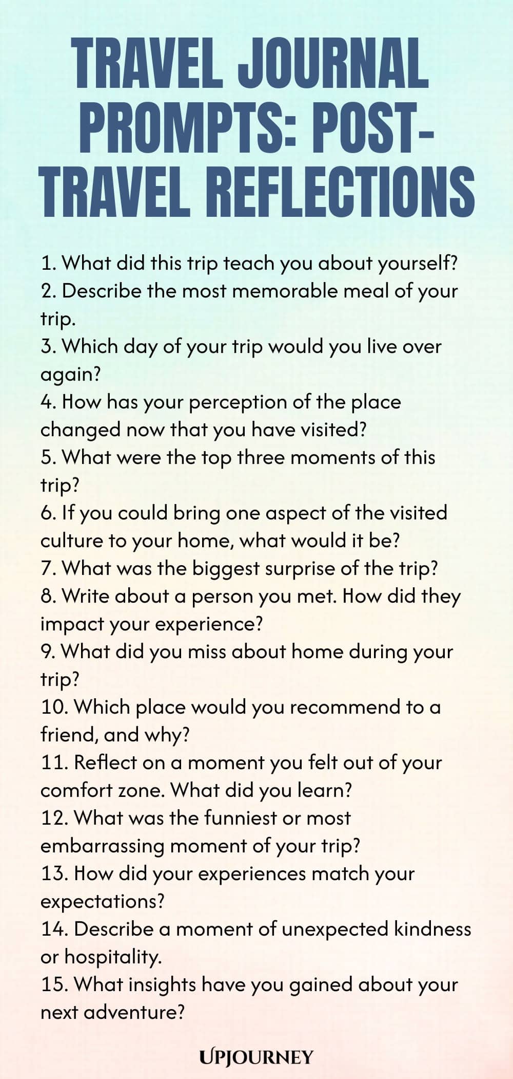 Travel Journal Prompts: Post-Travel Reflections