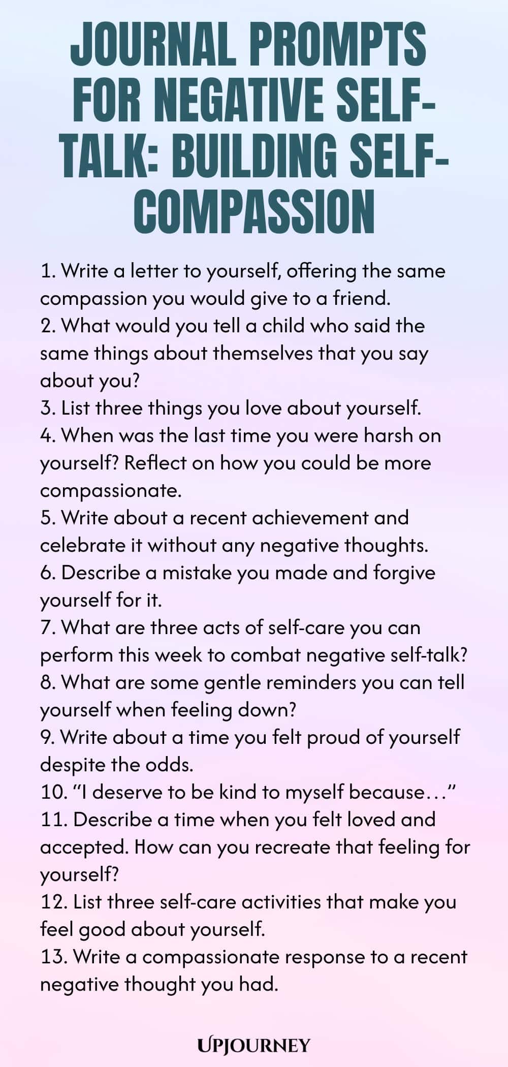 Journal Prompts for Negative Self-Talk: Building Self-Compassion