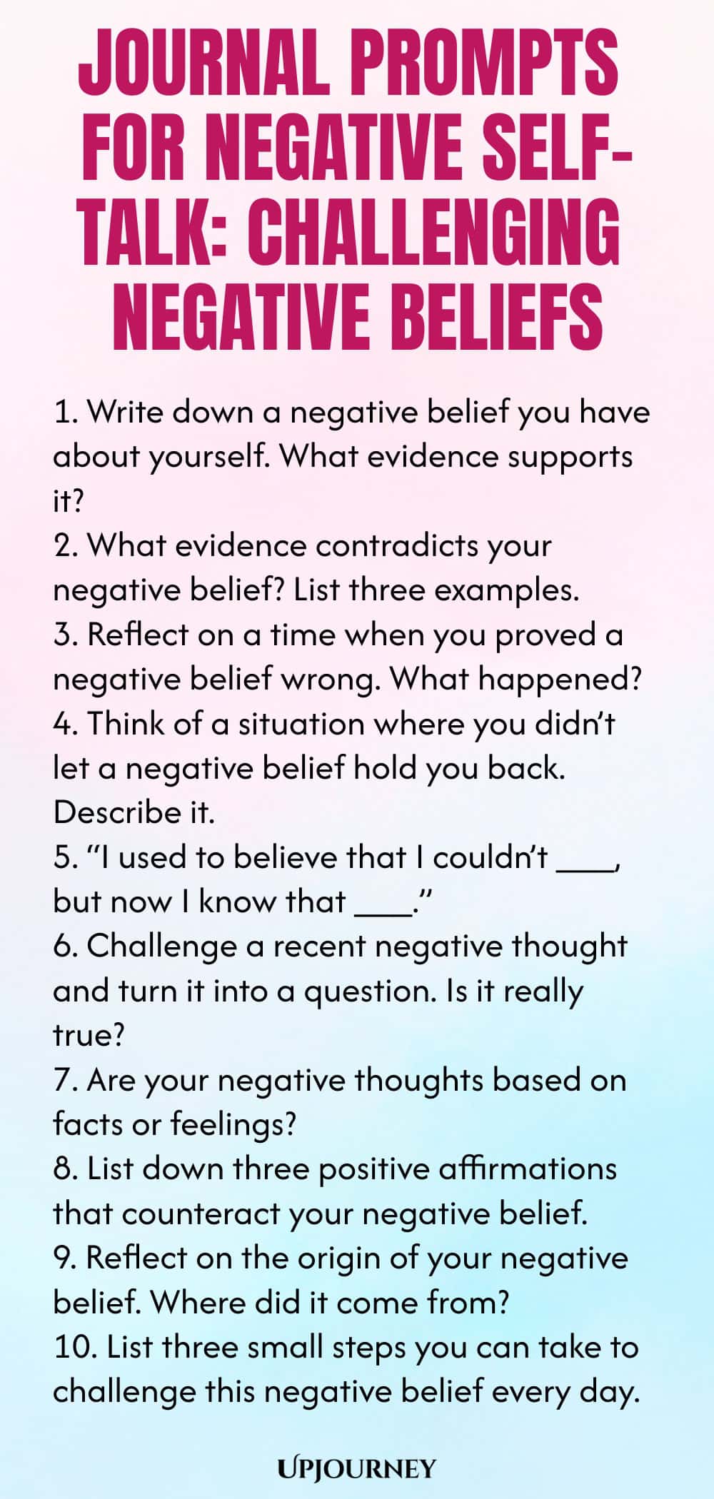 Journal Prompts for Negative Self-Talk: Challenging Negative Beliefs