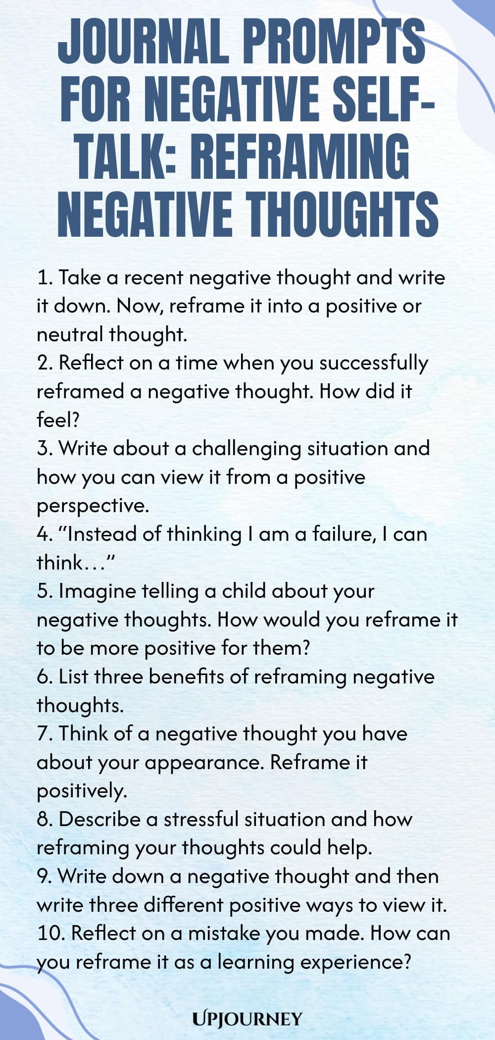 Journal Prompts for Negative Self-Talk: Reframing Negative Thoughts
