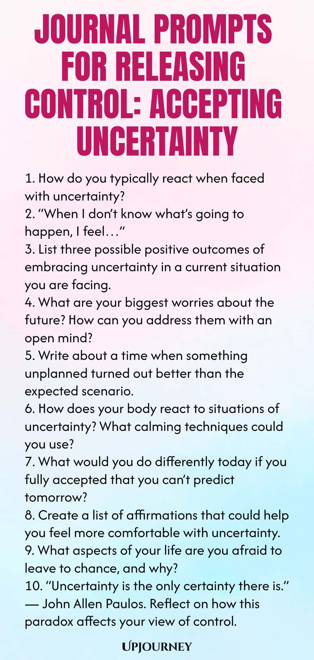 Journal Prompts for Releasing Control: Accepting Uncertainty