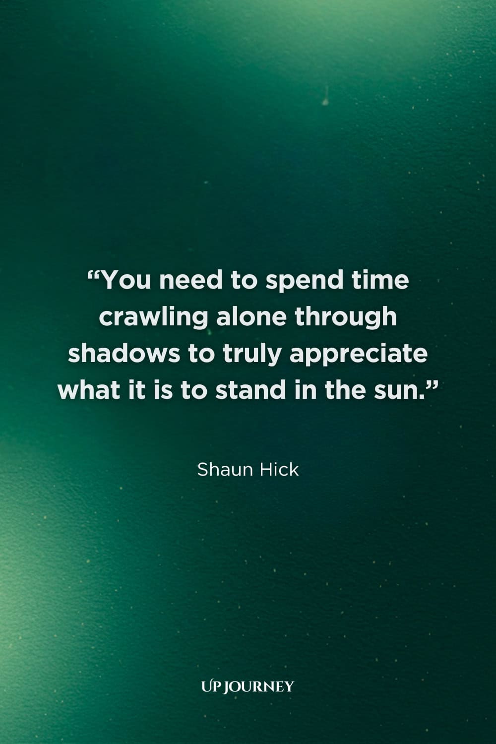 Darkness Quotes About Life: “You need to spend time crawling alone through shadows to truly appreciate what it is to stand in the sun.” — Shaun Hick