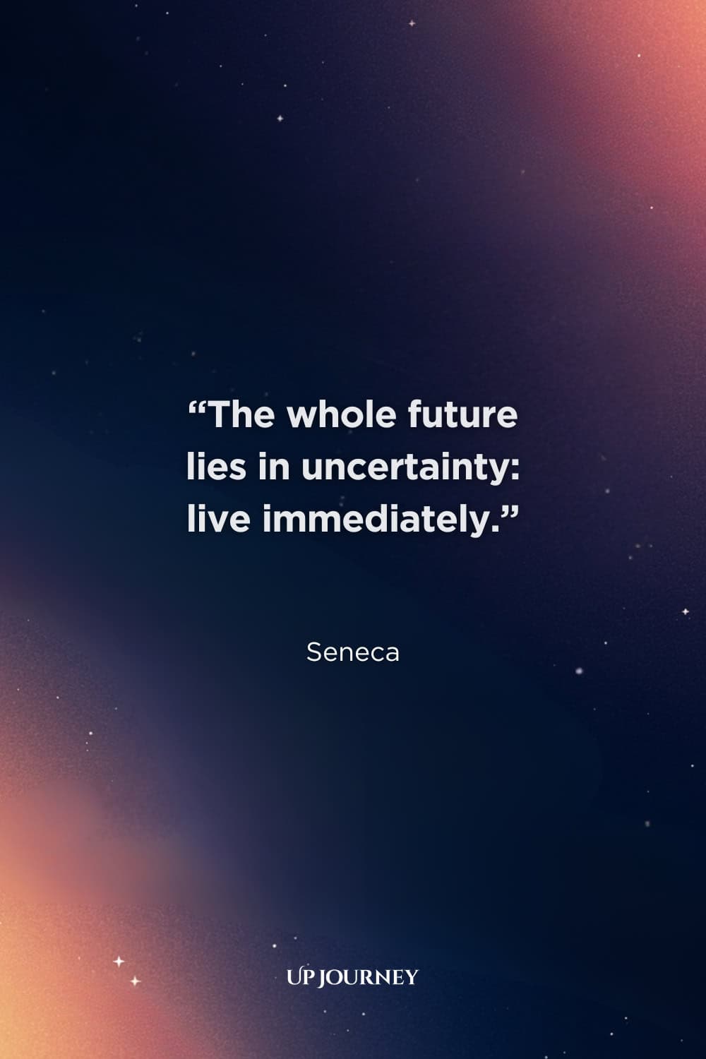 Stoic Quotes About Living in the Moment: “The whole future lies in uncertainty: live immediately.” — Seneca